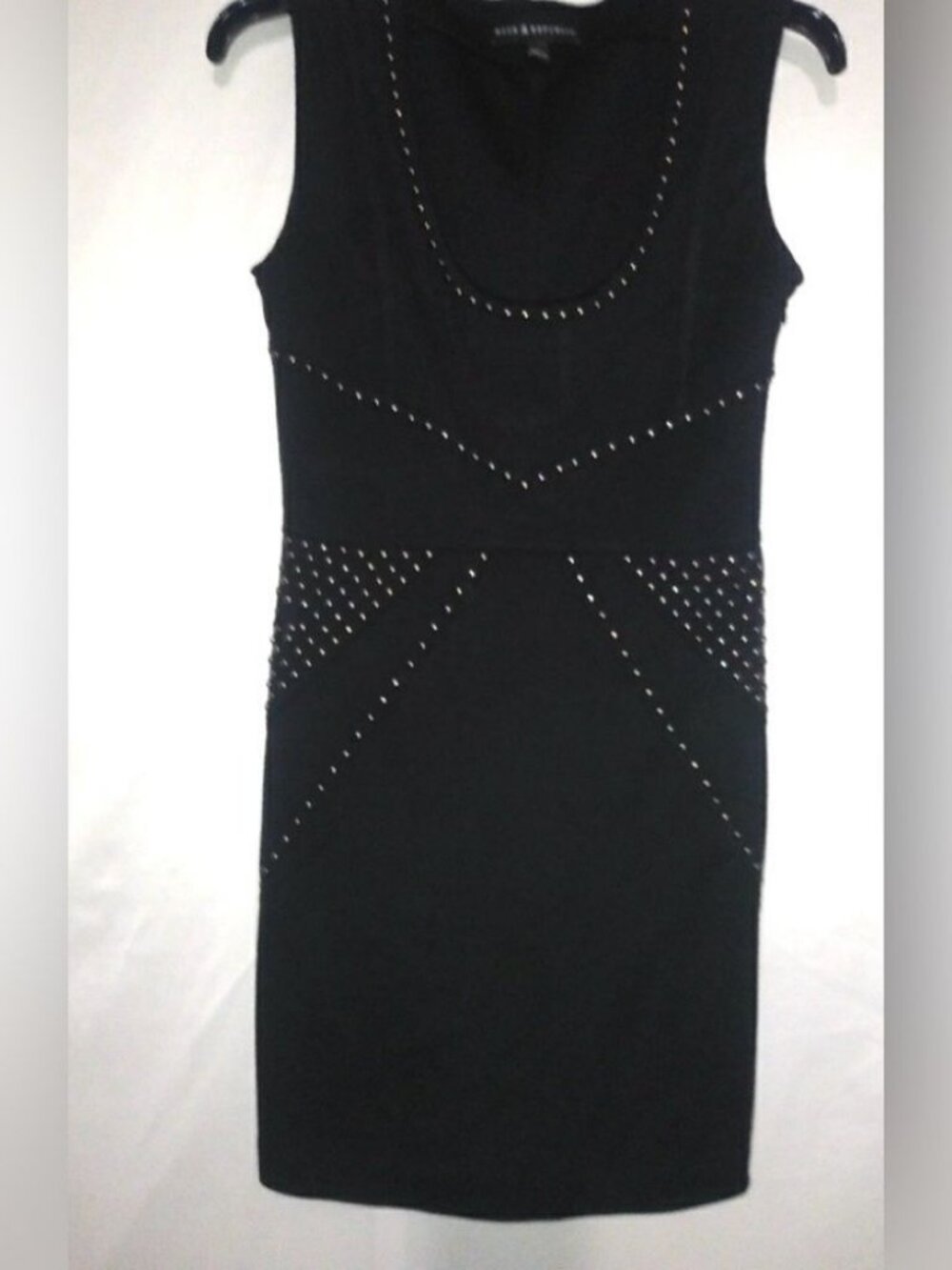 Rock & Republic XS Grunge Goth Sleeveless Bodycon Studded  Mini Dress Black